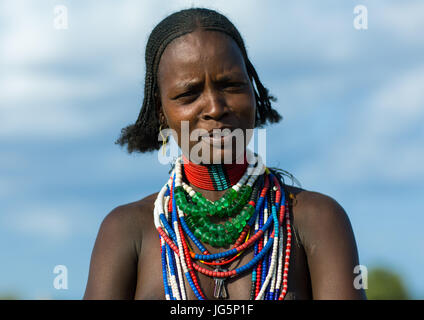 Portrait of an Erbore tribe woman, Omo valley, Murale, Ethiopia Stock Photo