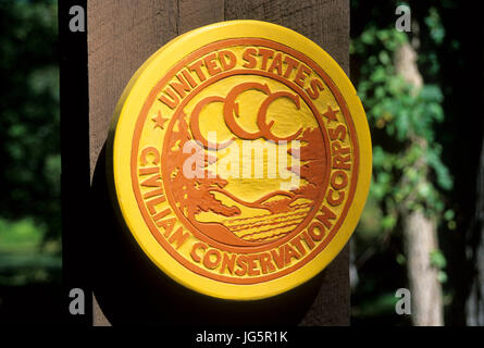 CCC (Civilian Conservation Corps) camp marker, Ozark National Scenic Riverways, Missouri Stock Photo