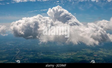 Aerial View of Farm Land High as the Clouds Stock Photo