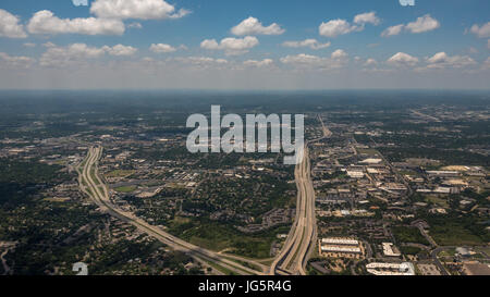 Aerial View of Large Highway system in Austin Texas Stock Photo