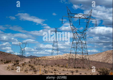 Power Lines in Desert Stock Photo