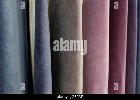 Closeup image of different color fabric samples. Stock Photo