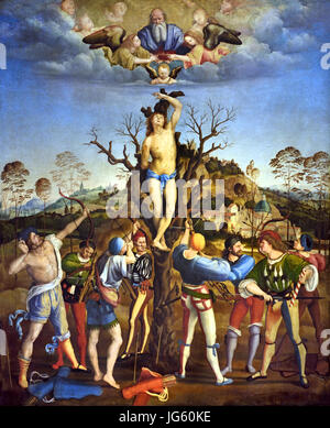 Martyrdom of St Sebastian 1510 Girolamo Genga (1476 - 1551) Urbino Renaissance painter  Italy Italian Stock Photo