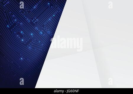 Abstract dark blue background with print circuit board line and dot connection element vector illustration eps10 Stock Vector