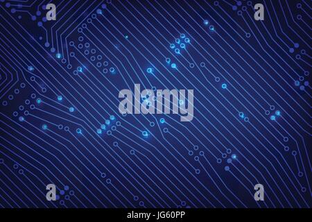 Abstract dark blue background with print circuit board line and dot connection element vector illustration eps10 Stock Vector