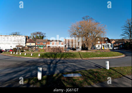 The Duck Pond Roundabout in Otford, Kent, UK Stock Photo