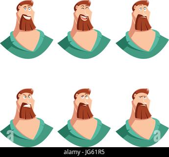 Set of beard man face icons Stock Vector