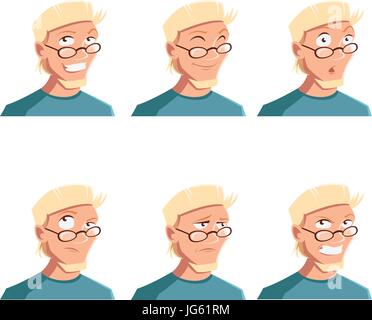 Set of man face icons Stock Vector