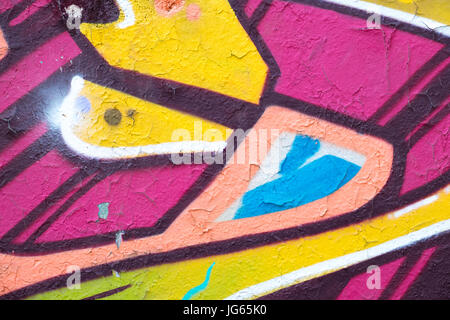 colorful graffiti wall closeup,  graffiti background Stock Photo