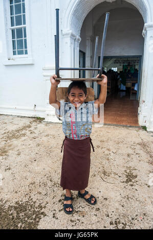 Traditiional dressed boy at a church service in Neiafu, Vava´u, Vavau islands, Tonga, South Pacific Stock Photo