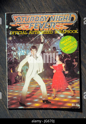 Saturday Night Fever Official Authorized Scrapbook from the film launched in 1977 Stock Photo