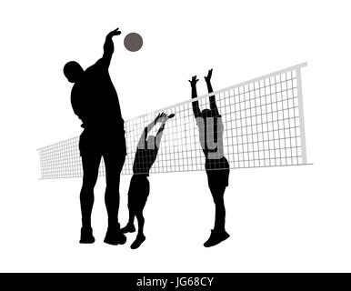 Men playing volleyball Stock Vector