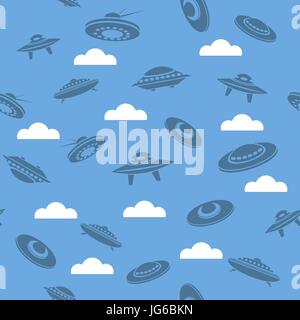 Space Ship Silhouettes Seamless Pattern Stock Vector