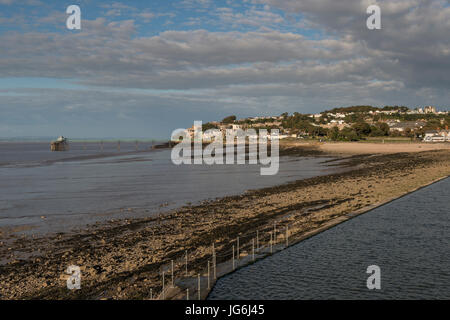 View of Clevedon searfront with the pier in the background, Somerset, UK Stock Photo