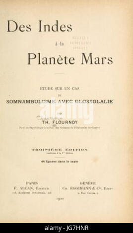 Théodore Flournoy Des Indes à la planète Mars 1900 Title Stock Photo