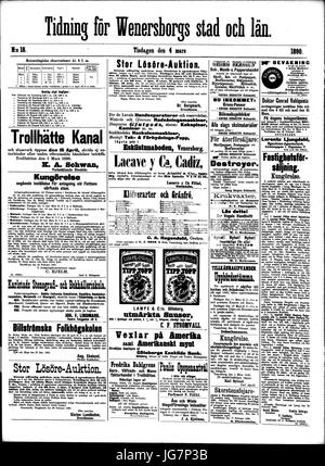 Tidning för Wenersborgs stad och län 1890-03-04 1 Stock Photo