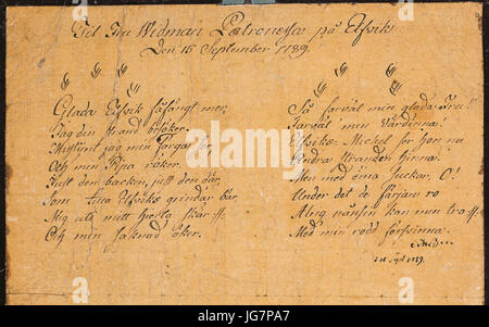 Til Fru Widman Patronessa på Elfvik, Den 15 September 1789 Stock Photo