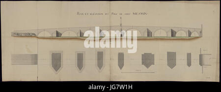 Trudaine. Plan et élévation du pont de Saint-Mesmin. Profil, plan coté Stock Photo