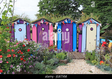 Southend Youth Offending Service and Southend Parks Department 'Fun on Sea', designed Tony Wagstaff. Silver Medal. Show Garden. RHS Hampton Court Palace Flower Show, London, England, UK. Press Preview Day, 3rd July 2017. Annual Flower Show organised by the Royal Horticultural Society. Show runs from Tuesday 4th July until Sunday 9th July 2017. Ian Bottle / Alamy Live News Stock Photo