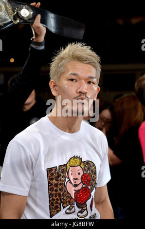 Tokyo, Japan. 2nd Mar, 2017. Kenichi Ogawa (JPN) Boxing : Kenichi Ogawa of Japan enters the ring before the Japanese super featherweight title bout at Ryogoku Kokugikan in Tokyo, Japan . Credit: Mikio Nakai/AFLO/Alamy Live News Stock Photo