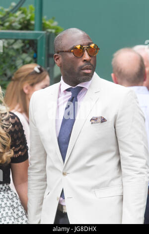 London, UK. 4th July, 2017. Former Arsenal and England football player, Sol Campbell arrives at the All England tennis club on day 2 of the Wimbledon lawn tennis championships Credit: amer ghazzal/Alamy Live News Stock Photo