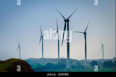 The landscape view is taken at the central India . The wind mills are used for the power generation as are renewable source off energy. Stock Photo