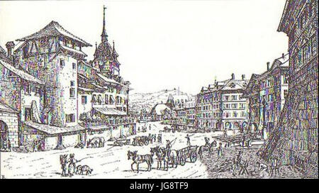 Waisenhausplatz und Bärenplatz in 1824 Stock Photo
