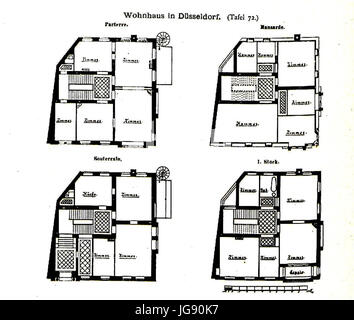 Wohnhaus Tonhallenstrasse 16, Düsseldorf, Architekt Thüshaus & v. Abbema, Düsseldorf, Tafel 72, Kick Jahrgang II, Grundriss Stock Photo