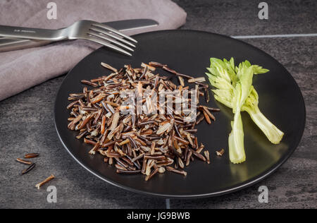 Wild Rice garnished with Celery Stock Photo
