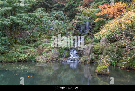 Portland Oregon Oct 26, 2013, Autumn time in the Japanese Gardens Stock Photo