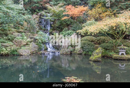 Portland Oregon Oct 26, 2013, Autumn time in the Japanese Gardens Stock Photo