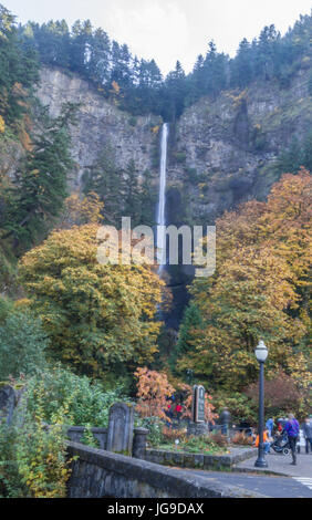 Portland Oregon Multnomah Falls in the Autumn of 2013 Stock Photo