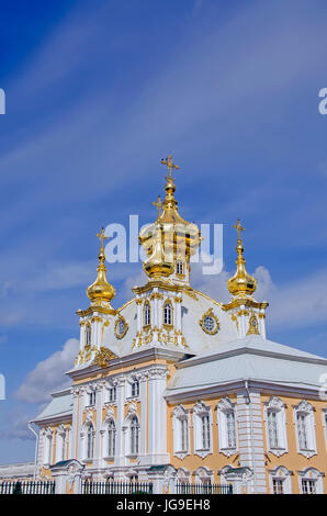 Peterhof Palace Gilded  domes of the church at the Grand Palace located near Saint Petersburg, Russia