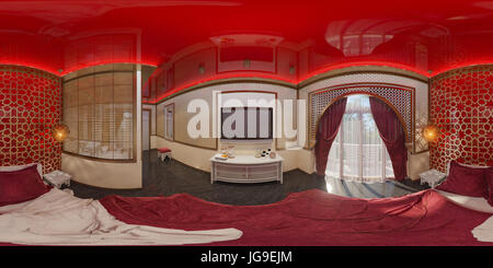 3d illustration 360 degrees panorama bedroom Stock Photo