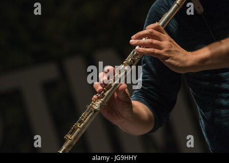 Rome, Italy. 03rd July, 2017. The saxophone tenor performed live on the stage of the Casa del Jazz in Rome in the music show 'Summertime 2017' accompanied by James Francies on the piano and keyboards and by Eric Harland on drums. Credit: Leo Claudio De Petris/Pacific Press/Alamy Live News Stock Photo