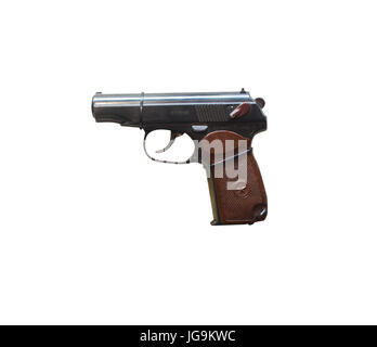 Wroclaw, Poland - July 4, 2017: Close up on Makarov  handgun isolated on white Stock Photo