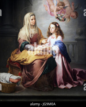 Saint Anne teaching the Virgin to read 1655 by Bartolome Esteban Murillo 1618-1682 Stock Photo