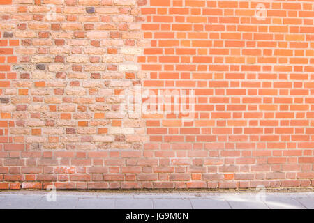Old vintage brick wall and ground background. Urban background. Stock Photo