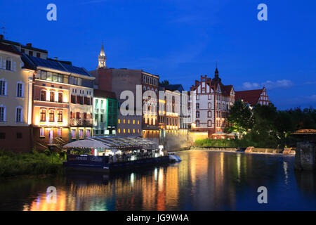 Little Venice in the evening at Mylowka Canal, Opole, Silesia, Poland, Europewater Stock Photo