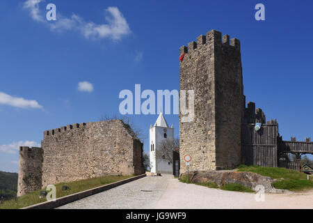 Walls and San Miguel church (15th century),Penela, Beiras region, Portugal Stock Photo