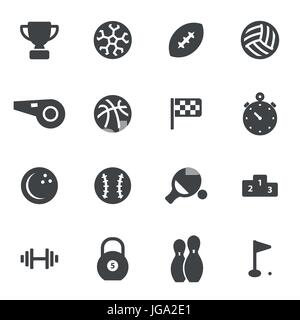 Vector black sport icons set Stock Vector