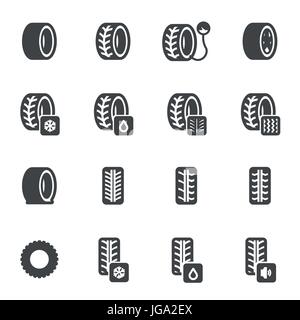 Vector black tire icons set Stock Vector