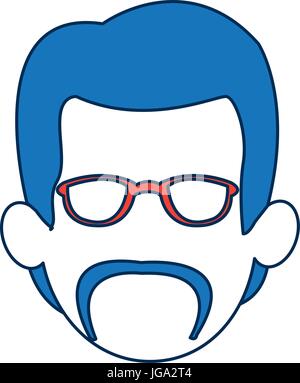 man faceless wearing glasses blue hair in white background Stock Vector