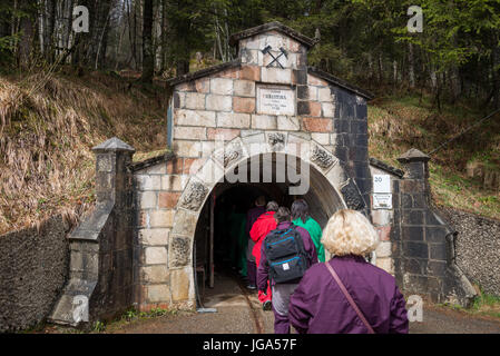 Visit to Salzwelten salt mines in Austria Stock Photo