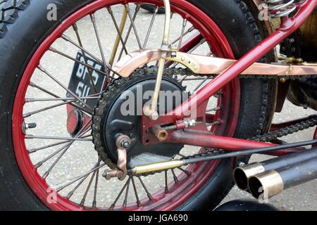 Restored vintage Coppernob Bobber Indian Motor Bike Stock Photo