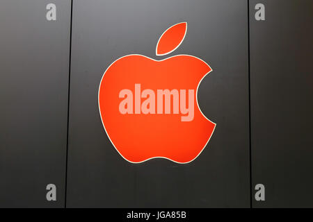 Kanazawa, Japan - Dec 1, 2016. Logo of Apple at the shop in Kanazawa, Japan. Kanazawa is the town where traditional culture and modernization united. Stock Photo