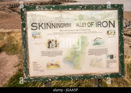 The information notice on the sea front at Skinningrove,England,UK, detailing its iron mining heritage Stock Photo