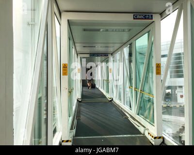 Kuala Lumpur, Malaysia - Apr 23, 2016. Pathway at KLIA2 Airport in Kuala Lumpur, Malaysia. KLIA2 is the world largest purpose-built terminal dedicated Stock Photo