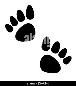 Illustration black animal paws print isolated on white background - Stock Photo