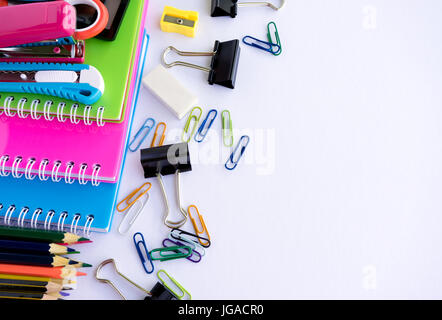 Office supplies on white background Stock Photo